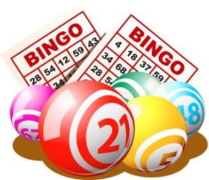 Picture of bingo card and bingo balls