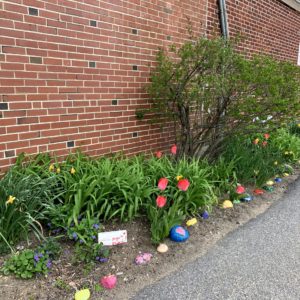 Flowers in front of school